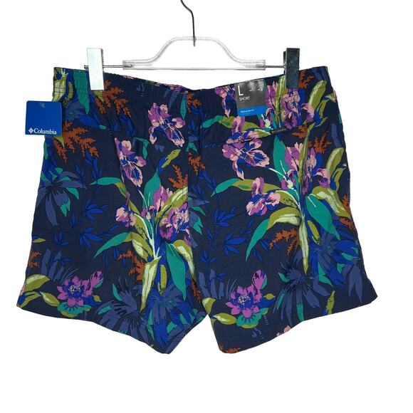 COLUMBIA NWT Walnut River Printed Shorts Nocturnal Magnolia Tropical Size Large - Picture 12 of 12
